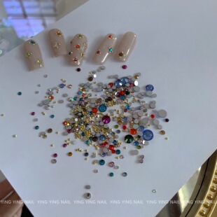 颖颖新品 简约美甲五彩缤纷混装彩宝石小钻装饰精致小钻美甲饰品
