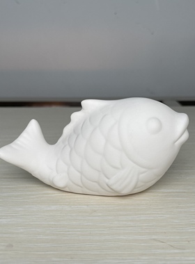 景德镇陶艺馆材料上色加工装饰素烧半成品高白泥动物锦鲤素坯摆件