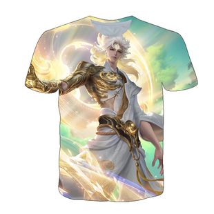 王者荣耀李白碎月剑心衣服印花短袖T恤马超鲁班男女学生少年上衣
