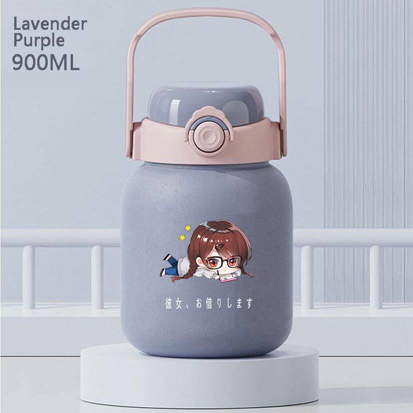 2024动漫租借女友二次元七海樱泽软萌周边便携式吸管杯学生保温水