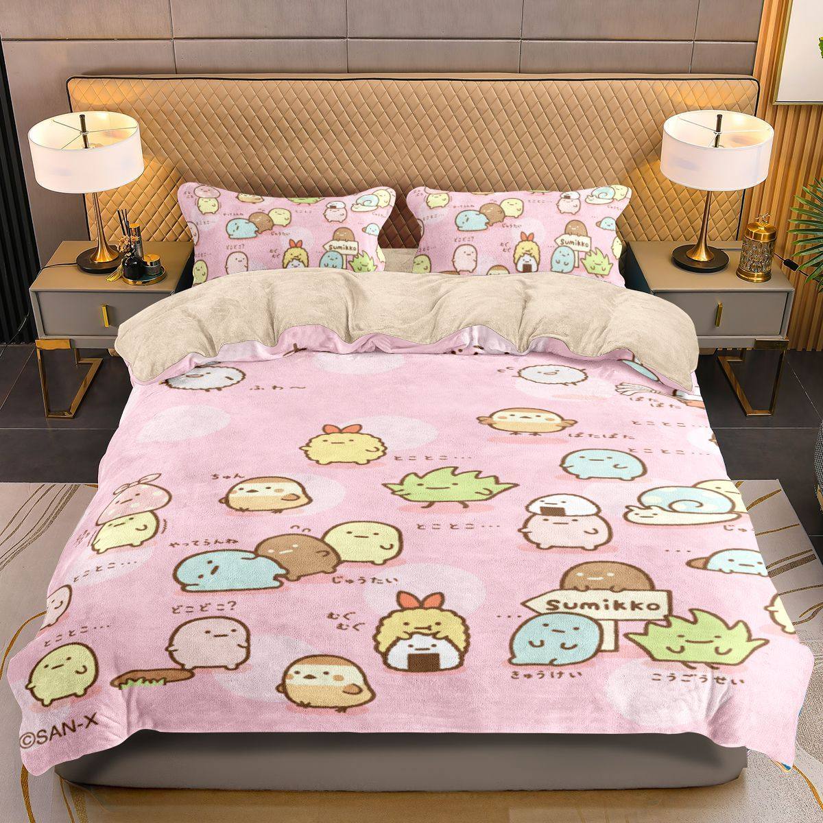 角落生物牛奶绒被套四件套加厚加绒卡通儿童A类床单床笠防静电冬