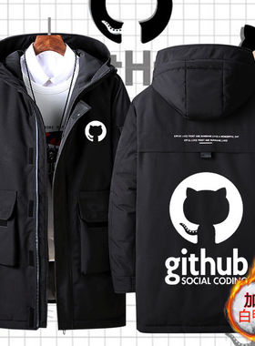 Github章鱼猫程序员码农Linux Ruby极客印花羽绒服冬款加厚外套男