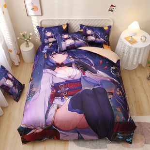 来图定做动漫床单三件套二次元美女春日野穹被单四件套宿舍被子套