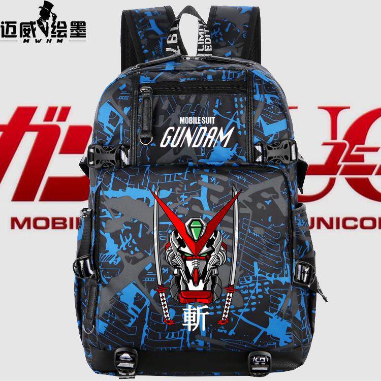 2024机动战士高达独角兽动漫双肩包背包中小学生电脑包卡通印花书