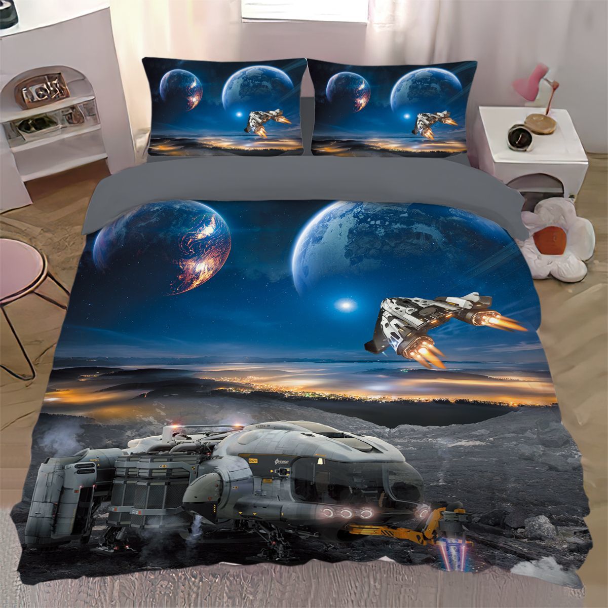 ins风太空宇宙印花四件套