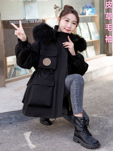 貂皮内胆派克服女短款 风加厚皮草外套 宽松真水貂貂毛皮毛一体工装