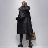 过膝款 派克服女貂皮内胆可拆卸加厚保暖真貂长款 宽松皮毛一体外套