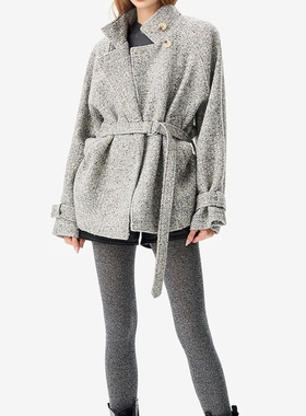 IROOIR女装25秋冬新款花纱毛呢外套宽松中长款法式轻奢IWF364W026