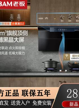 老板小黑翼3代顶配27A21-D2家用油烟机顶侧双吸28大吸力烟机套装