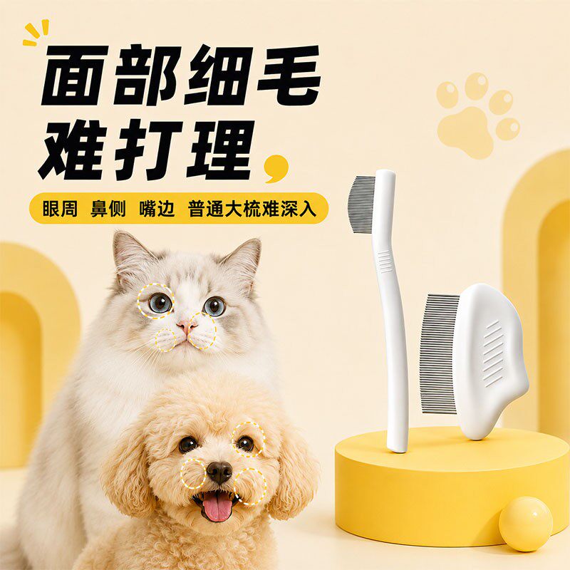 猫狗弧形圆头面梳去浮毛开结