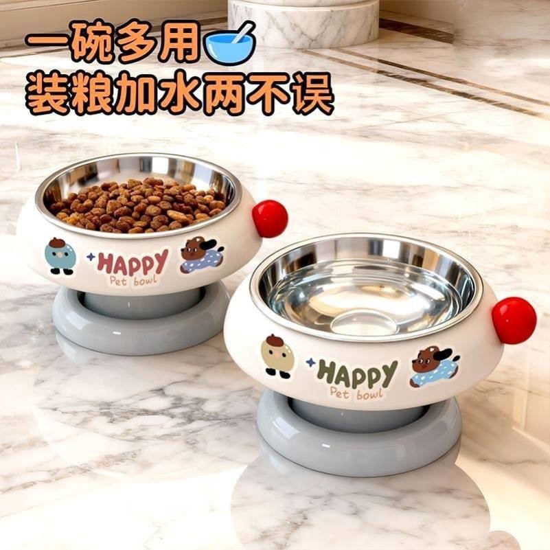 高颜值多巴胺狗盆狗碗宠物猫咪饭碗水碗不锈钢盆防滑保护颈椎猫碗