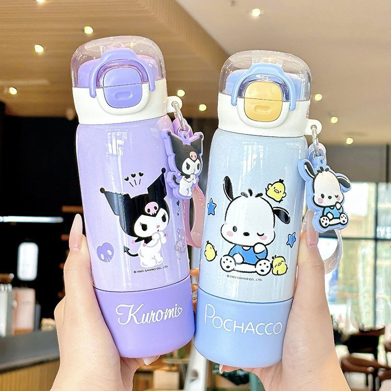 日本MUJIC儿童保温杯316三丽鸥卡通家用学生便携不锈钢双饮水杯女