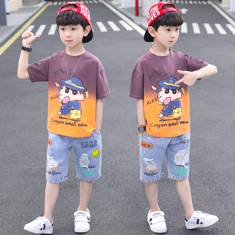 蜡笔小新卡通儿童短袖T恤男童套装短裤2023年新款夏季帅气中大童,童装/婴儿装/亲子装,套装,淘宝优惠券,粉丝福利购,淘宝优惠卷