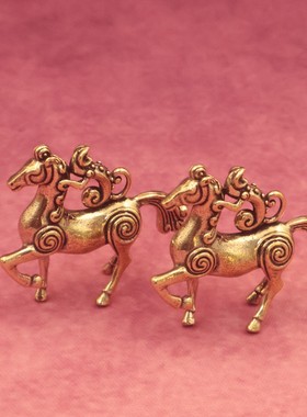 2026生肖马铜饰品挂件钥匙扣小摆件马上封侯黄铜摆设品桌面装饰工