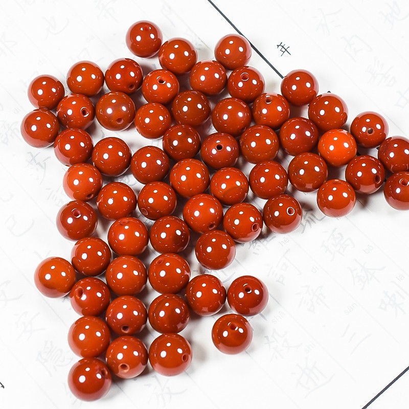 2026南红散珠火焰纹单珠佛珠凉山南红配珠圆珠配饰diy多宝手串配