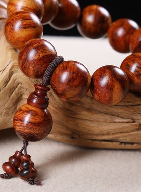 2026老料黄花梨手串2.0瘤疤山水波纹紫油梨康梨男女佛珠文玩念珠