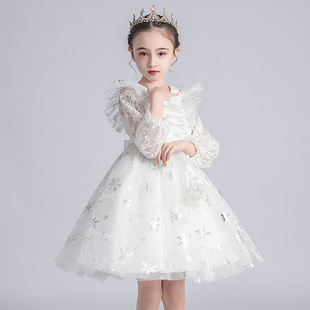 长袖 女童秋款 连衣裙韩版 新款 白色儿童公主裙洋气可爱礼服仙气梦幻
