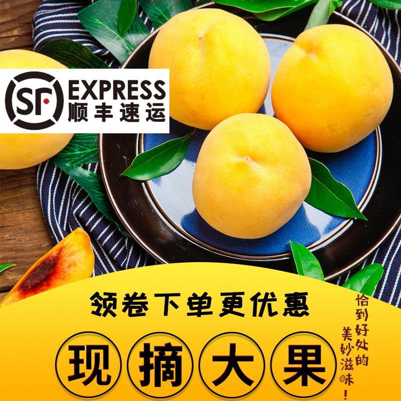 黄桃现摘现发大黄金桃子新鲜水果毛桃5斤包邮山东蜜桃孕妇水蜜桃满53.80元可用26.9元优惠券