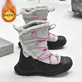 漠河雪靴户外靴子加绒加厚东北大棉高帮雪地靴防水防滑儿童雪地棉