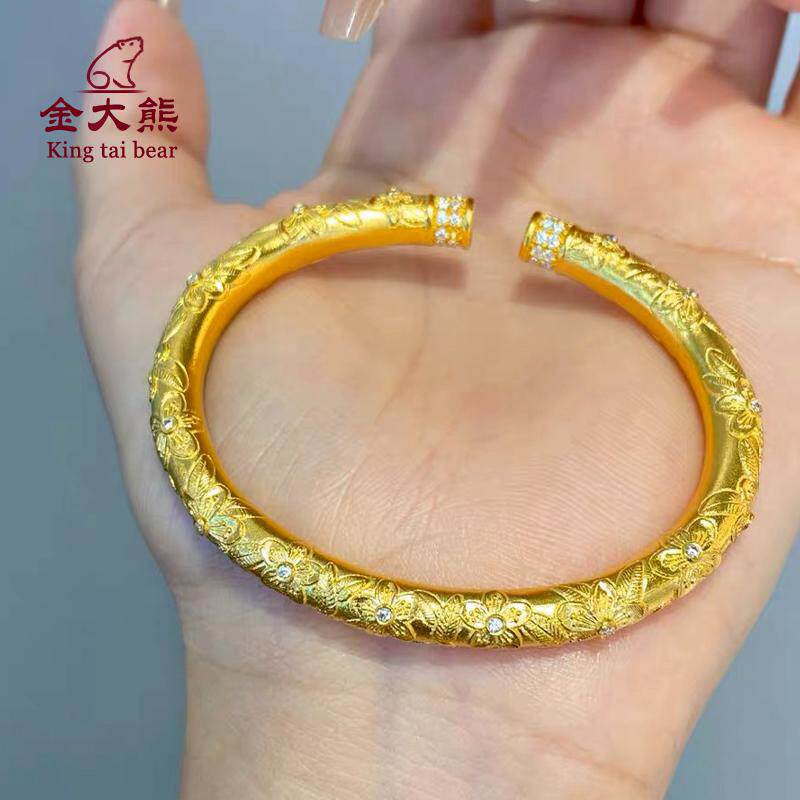 足金999花瓣绮梦黄金开口手镯 古法传承送妈妈送老婆礼物推荐款