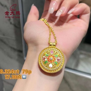 999足金螺钿系列郁金香足金吊坠项链