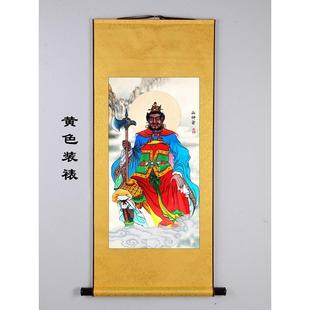 山神爷土地公画像城隍爷神像竖轴挂画丝绸材质手工装裱防水不褪色