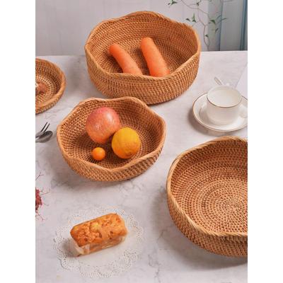 水果篮越南手工藤编收纳筐竹编托盘客厅水果盘草编织筐家用馒头筐