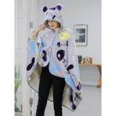 春夏加厚双层法兰绒卡通披肩毛毯办公室午睡斗篷空调斗篷懒毯