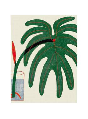 北欧小清新绿植装饰画 高级感ins小众设计高级感餐厅壁画玄关挂画