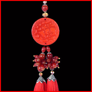 GS027天然红玛瑙出入平安车内饰品金融保险礼品玉石汽车挂件