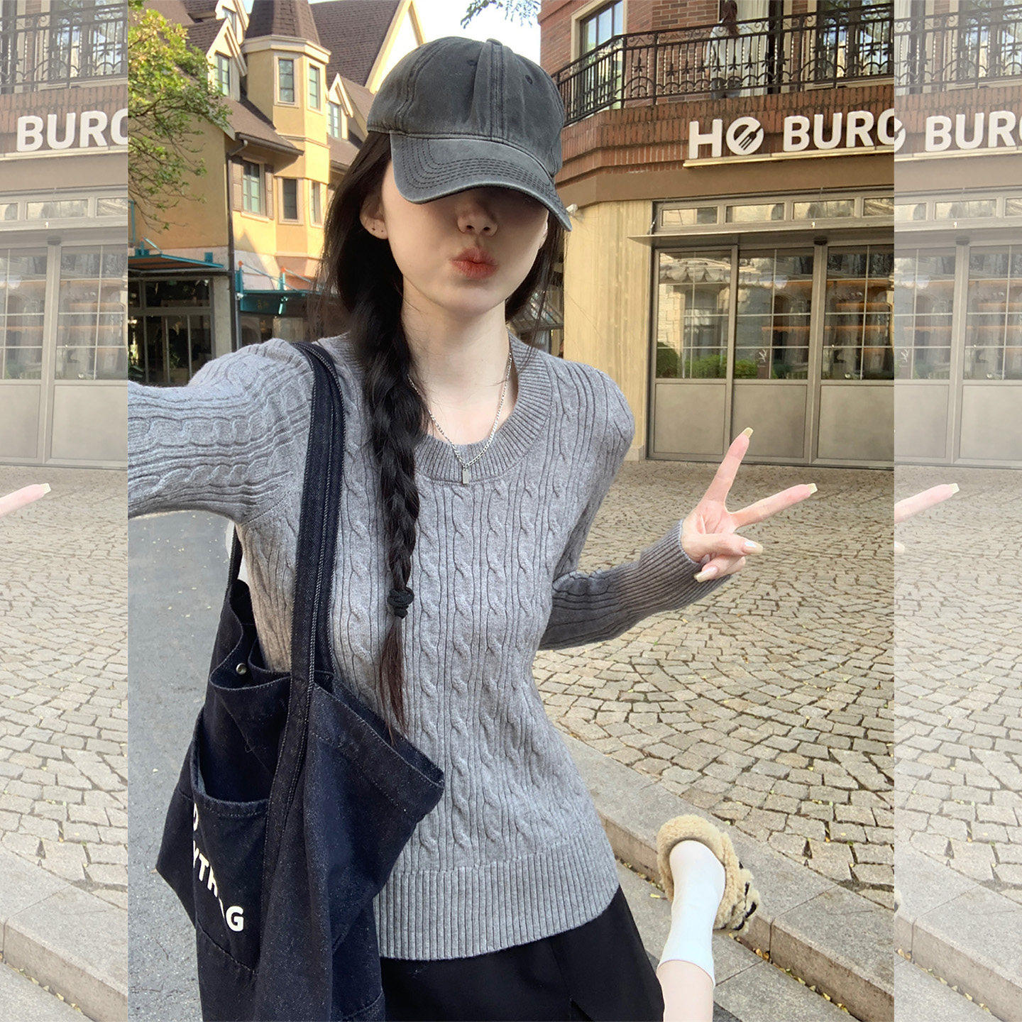 老钱风麻花毛衣针织打底衫女秋冬内搭修身高级设计感正肩圆领上衣