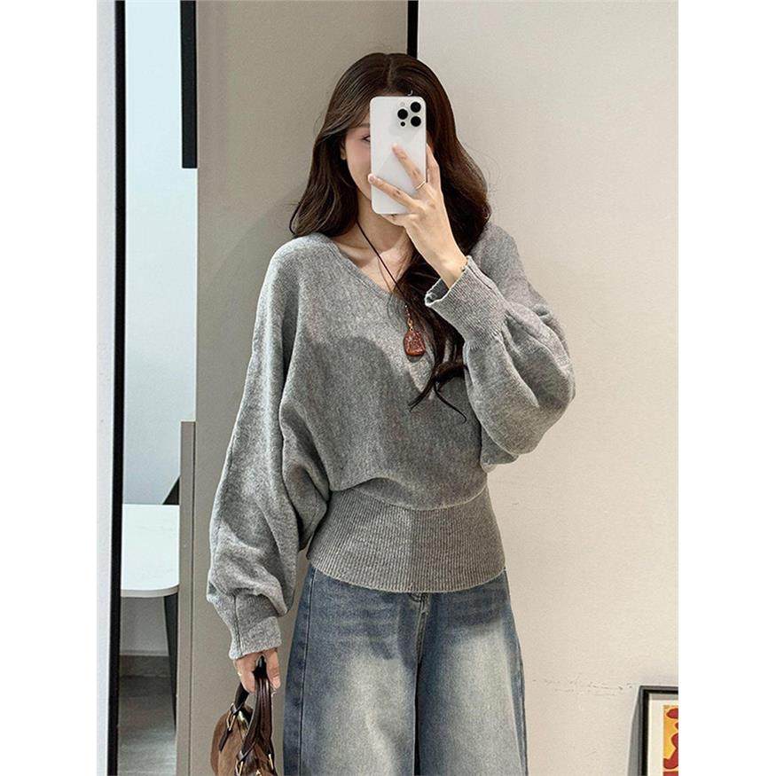 大码胖mm韩系慵懒风V领蝙蝠袖针织衫女秋季绑带收腰显瘦毛衣上衣,女装/女士精品,毛针织衫,淘宝优惠券,粉丝福利购,淘宝优惠卷