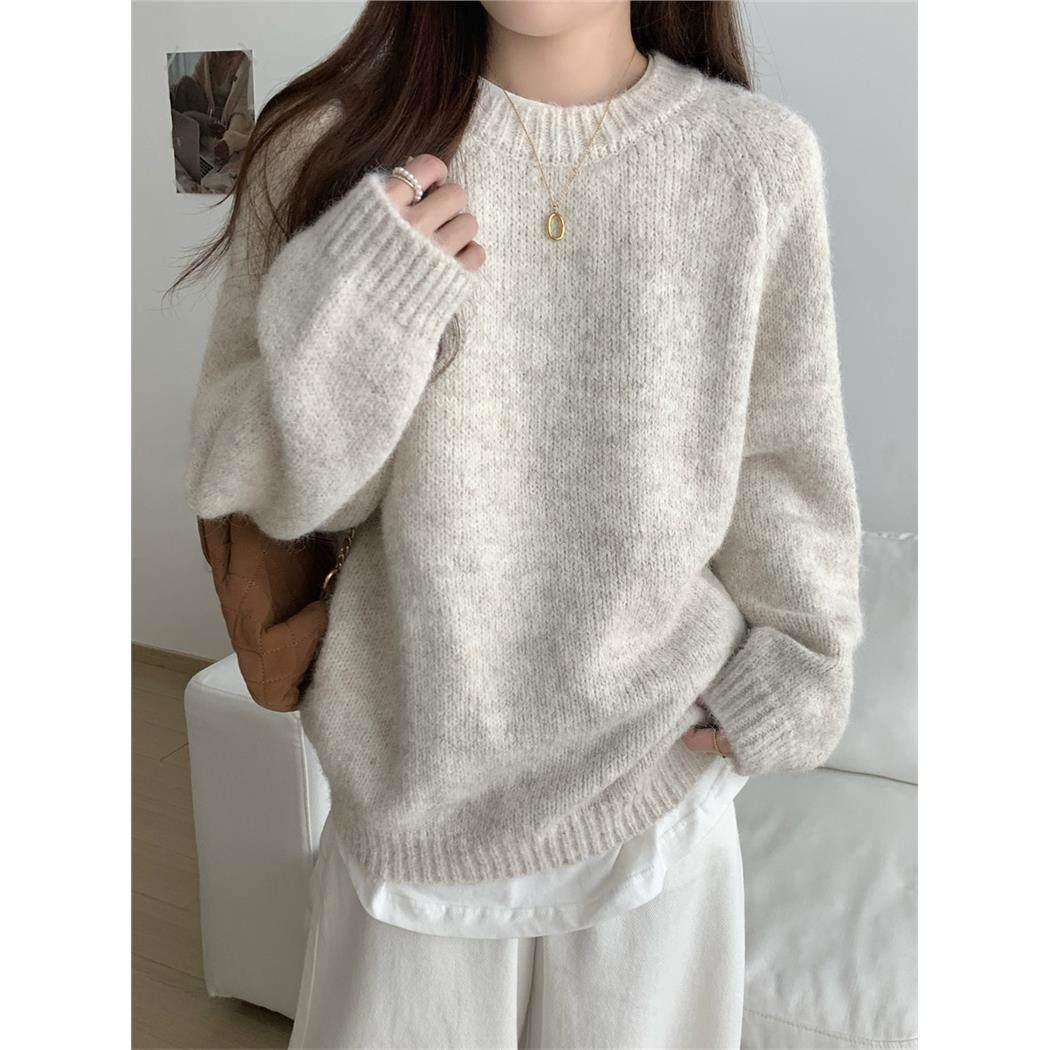 韩系慵懒风毛衣女秋冬季新款圆领软糯内搭宽松长袖套头针织衫上衣,女装/女士精品,毛针织衫,淘宝优惠券,粉丝福利购,淘宝优惠卷