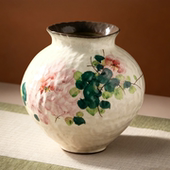 新中式 饰景德镇手绘 牡丹陶瓷花瓶台面纯手工客厅高级感玄关插花装