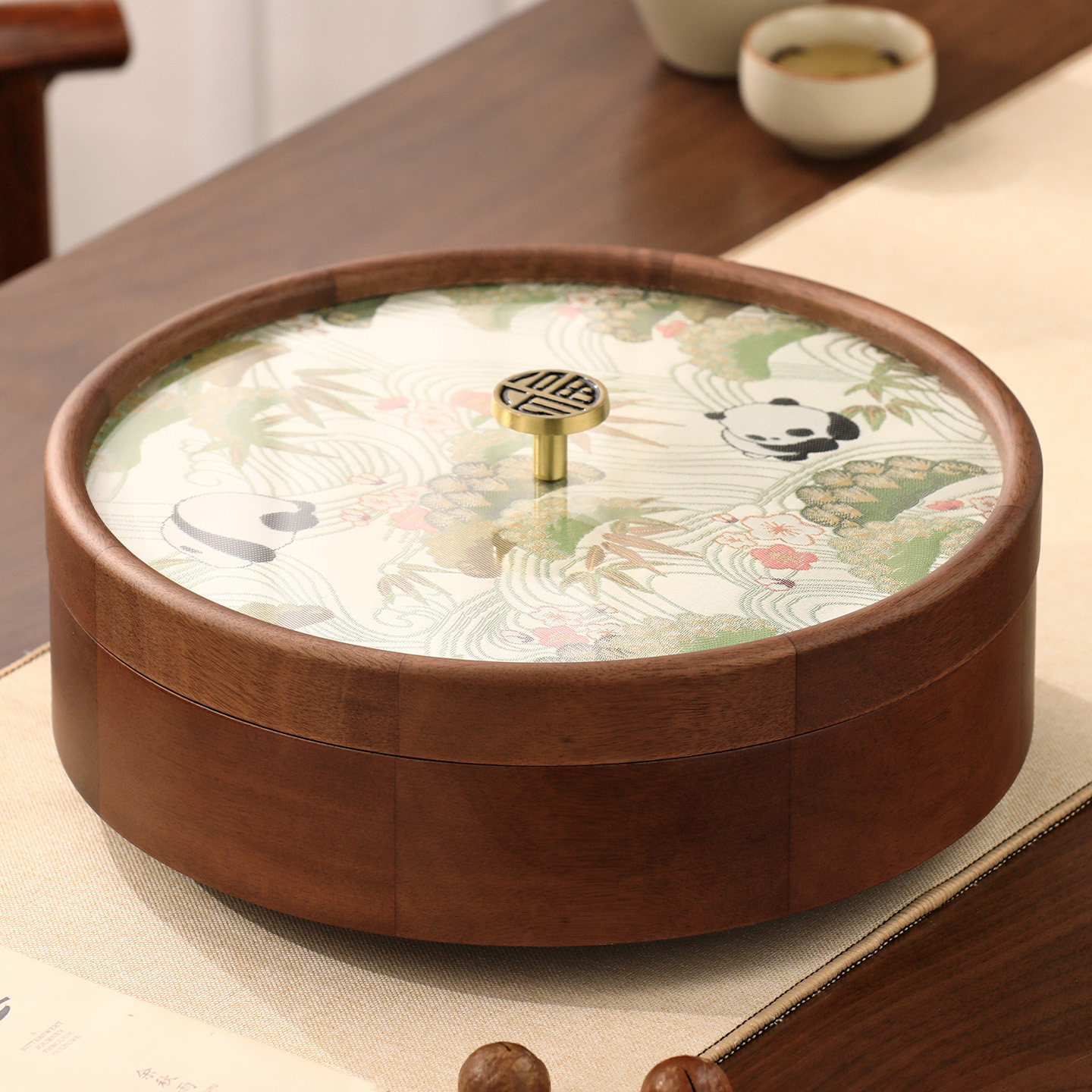 中式熊猫果盘精致高颜值客厅茶几家用零食糖果水果盘国风干果盘