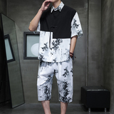 风夏季新款冰丝短袖衬衫短裤男七分裤XZ221-6-TZ10-P60，男装牛仔裤，星座221-6