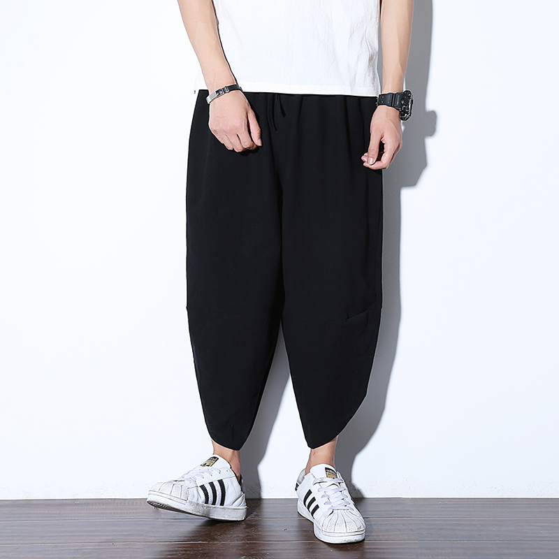 风夏季新款棉麻宽松七分裤男哈伦裤复古阔腿裤221-9-6029-P25，男装牛仔裤，星座221-6