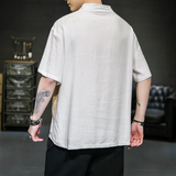 风夏季新款棉麻短袖衬衫男半袖衬衣大码宽松221-6-W19-P50，男装衬衫，星座221-6