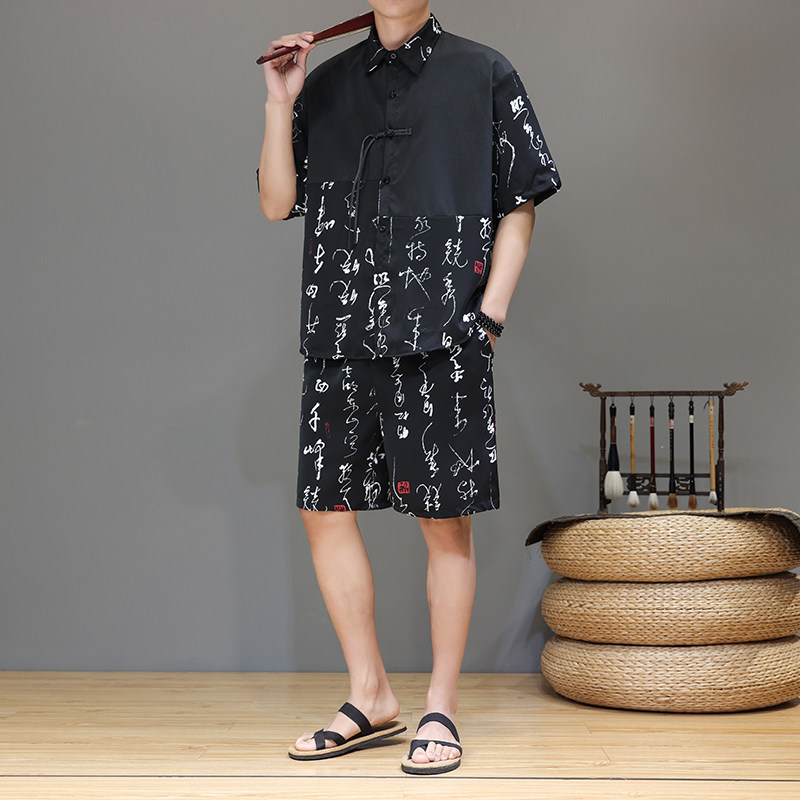 风冰丝短套装短袖衬衫七分裤短裤XZ221-6-TZ15-P60,男装牛仔裤,星座221-6