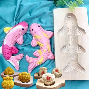 新款过年鲤鱼木制模具花饽饽面卡子闰月鱼中式各种花样馒头模具