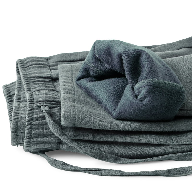 加绒休闲裤男士秋冬季保暖加厚宽松直筒棉麻长裤日系加厚亚麻裤子