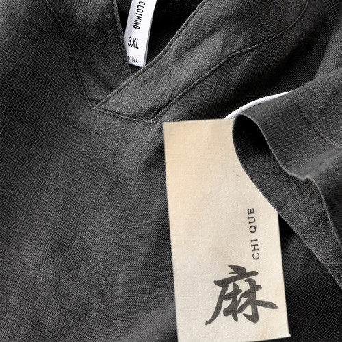 100%纯亚麻短袖t恤男士宽松夏季薄款高端透气2025新款深灰色上衣