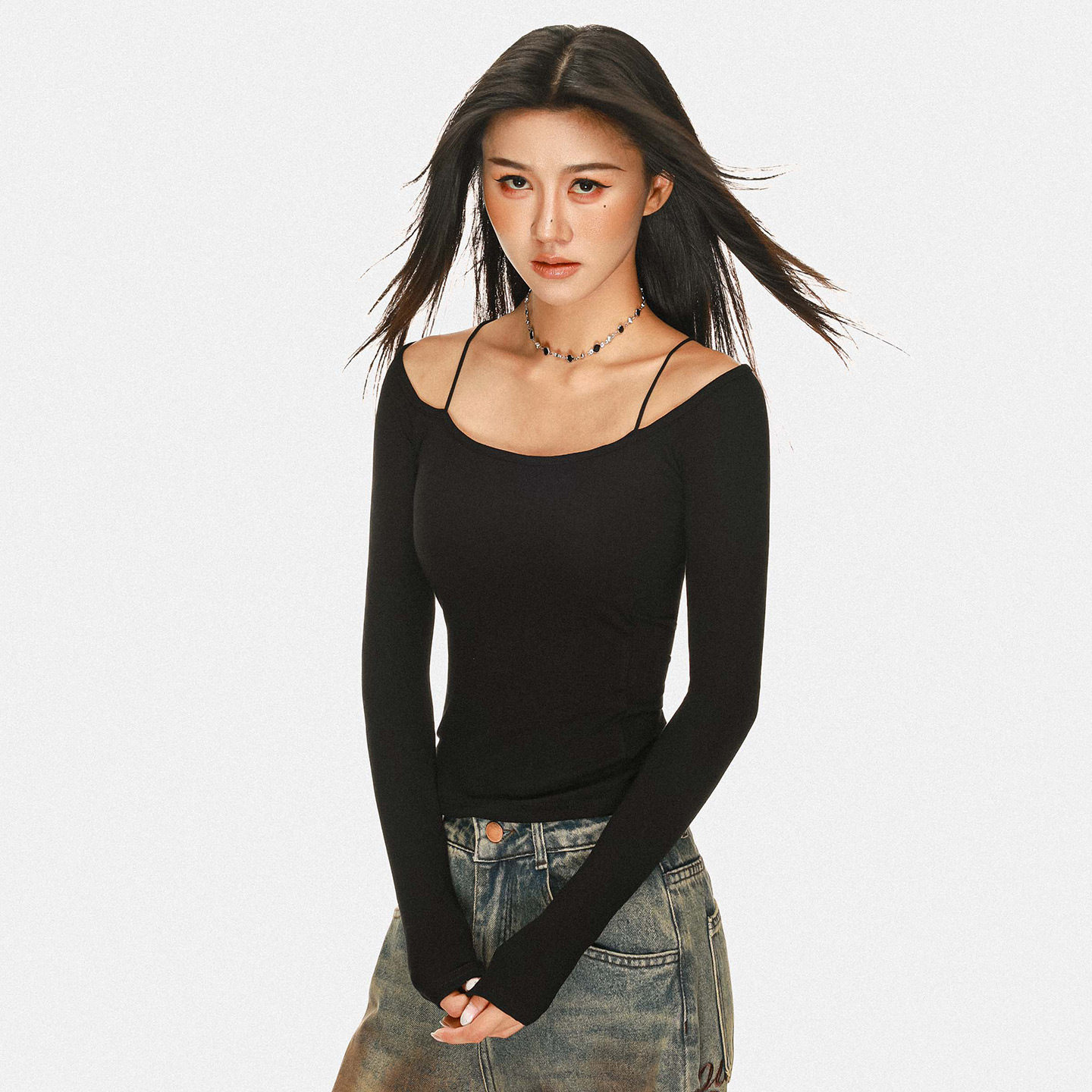 纯色低胸T恤女春秋季纯欲性感辣妹风带胸垫防走光显瘦打底衫上衣,女装/女士精品,T恤,淘宝优惠券,粉丝福利购,淘宝优惠卷