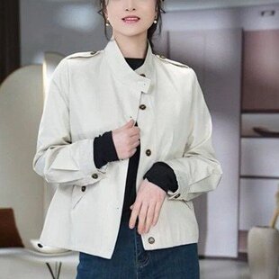 直播爆款立领女士外套2026春秋季款百搭短款风衣夹克上衣