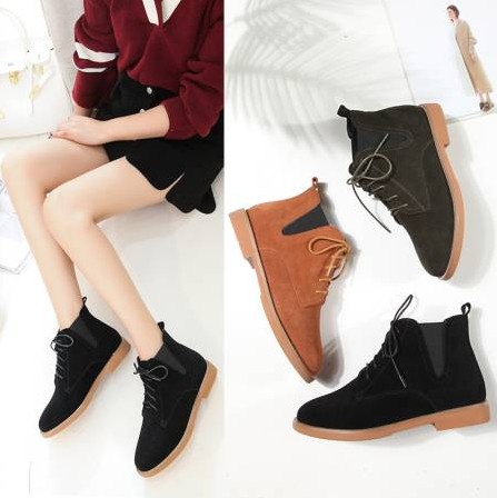 大码女靴41—43 真皮平底平跟短靴牛反皮靴系带马丁靴及踝靴女鞋|ruв категории Женская обувь, 靴子, 马丁靴 - от Buy2taobao.com для оказания профессиональной услуги покупки агента Taobao