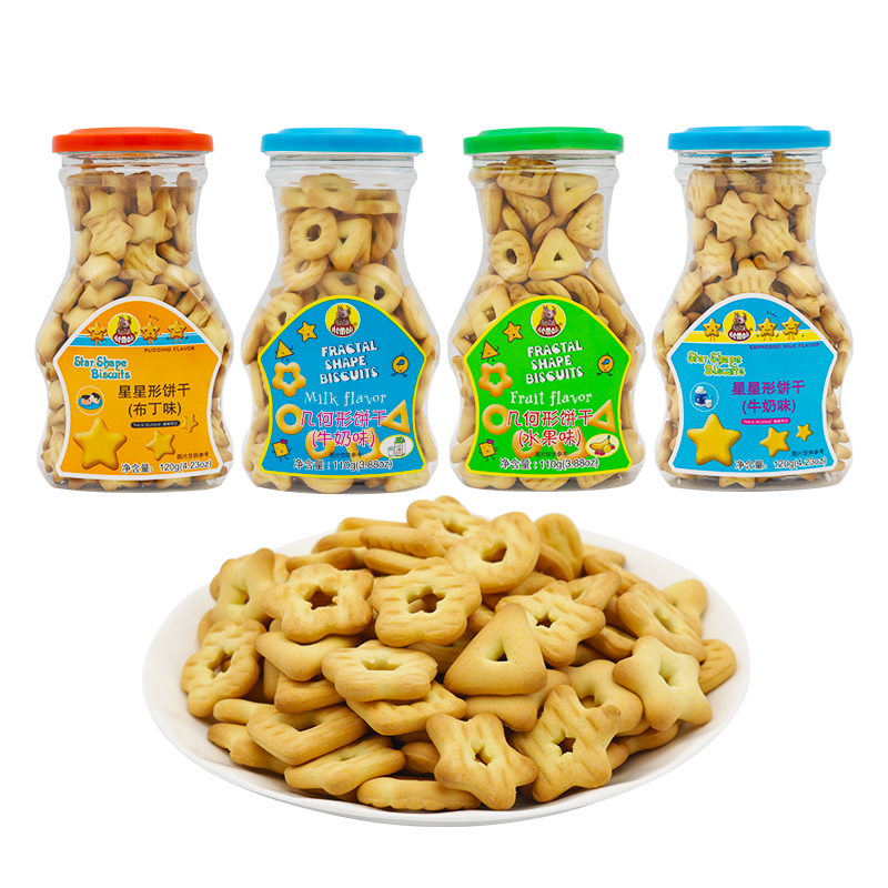 河马莉Hemali 几何星星造型饼干儿童营养饼干零辅食玩耍学习形状