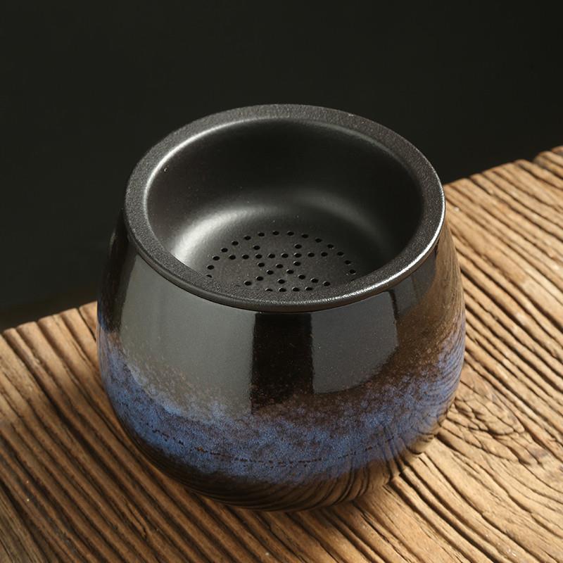 茶渣缸陶瓷家用桌面茶洗建水茶海废水缸水盂带过滤烟灰缸茶具配件