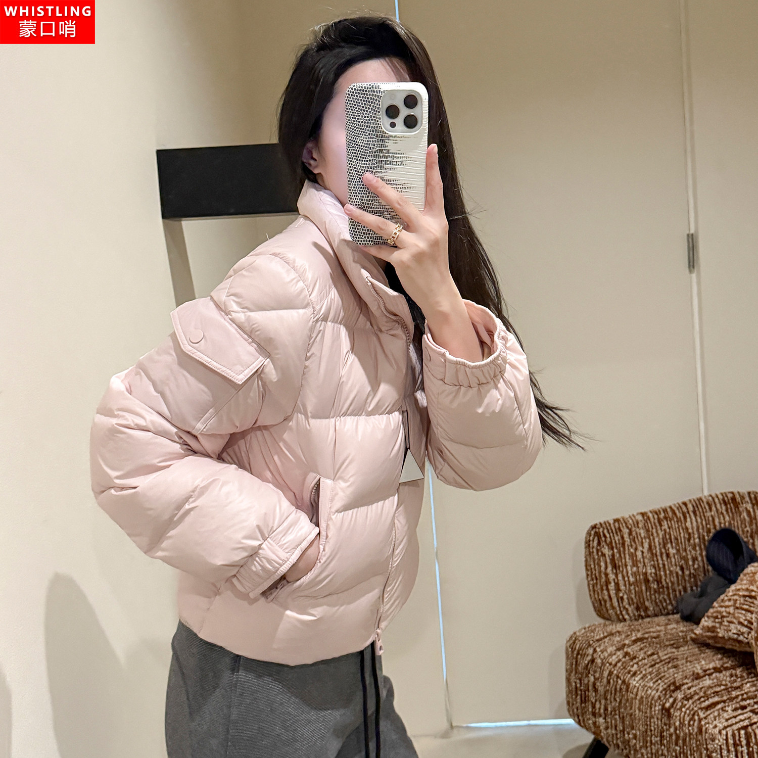 立领鹅绒羽绒服女冬新款短款
