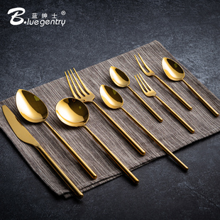 BLUE 不锈钢水果叉咖啡甜品勺子 GENTRY金属勺子西餐具刀叉勺套装