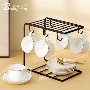 骨瓷商用办公杯子陶瓷礼品杯碟 拿铁咖啡杯碟套装 BLUE GENTRY美式